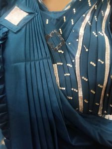 Blue Embellished  One Min Saree