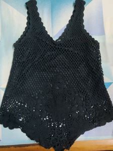 Black Crochet Top