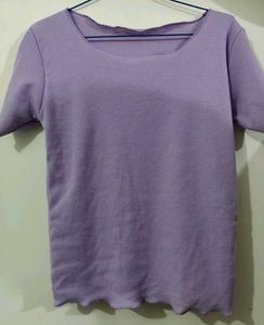 Cute Lilac Ribbed Top