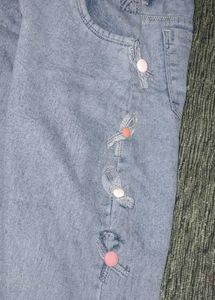 Trendy Light Wash Denim skirt Jeans