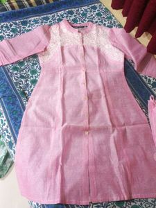 Pink Embroidered Kurti - Size Medium