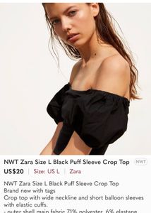 zara puff sleeve crop top