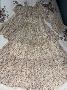 Floral Ruffle Off-Shoulder Midi Dress