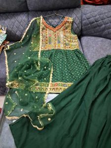 Green Embroidered Kurta Set