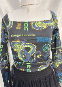 Off Shoulder Dragon Printed Top