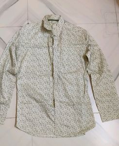 Off White,Green Design Printed Cotton Semiformal