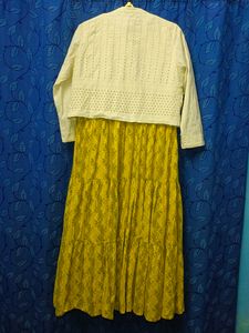 Party Wear Cotton Ankle length Kurti/ Gown with Sc