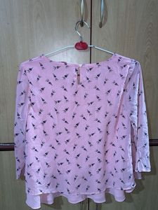 Cute Light Pink Top With Umbrella Print