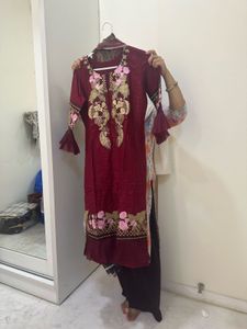 Maroon Embroidered Salwar Kameez