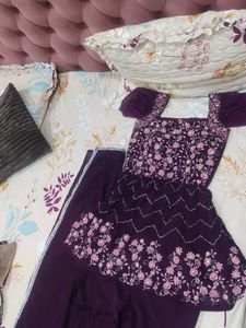Embroidered Georgette Kurta and Sharara set