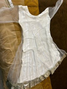 White Anarkali Dress With Jacket