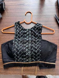 Black Embroidered Crop Top