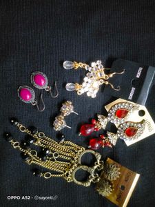 1 Pair Top Earring And 3 Normal Earrings