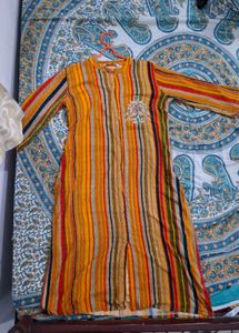 Multicoloured Striped Cotton Kurta