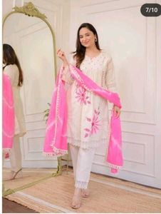 Pink Plus Size Designer Shifli Cotton Suit Set