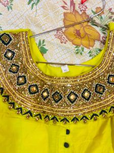 Elegant Green Anarkali Dress With Banarasi Dupatta