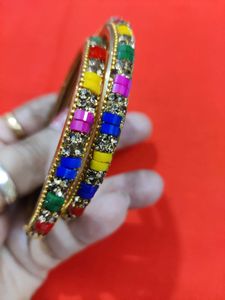 Colorful Beaded Bangles - Set of 2, 🆕✨