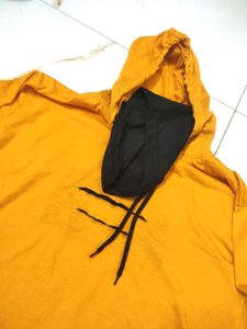 Yellow &amp; Black Color Block Hoodie