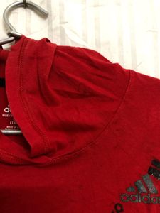Adidas Red Long Sleeve Cotton Hoodie