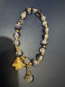 Grey Beaded Charm Bracelet