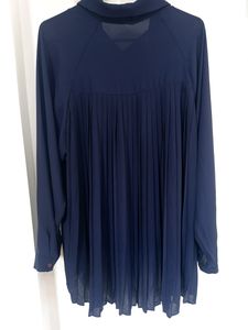 Navy Blue Pleated Blouse