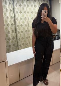 Black Textured Palazzo/Pyjama