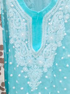 M Selling Georgete Kurti Wid Chicken Kadahi