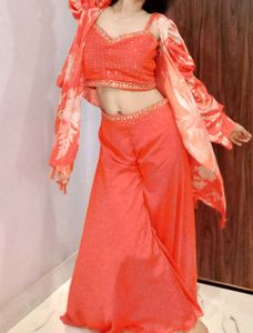 Tangerine Indo Western Set
