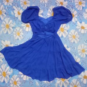 Blue Open Back Mini Dress