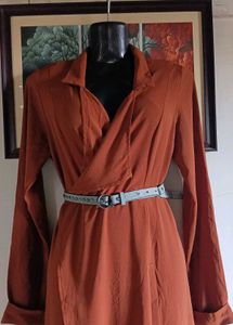 Rust-colored Wrap Dress