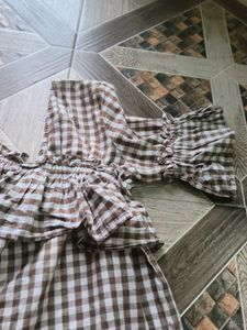 Cute Brown Gingham Top