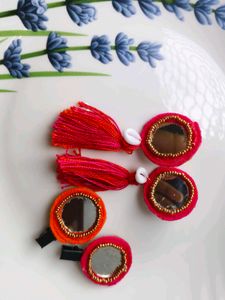 Earrings With Hair Clip For Navaratri