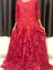 Red Embellished Ethnic Gown