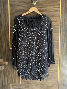 Black Embellished mirror work suit (check details)