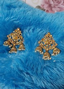 Gold Jhumka Earrings