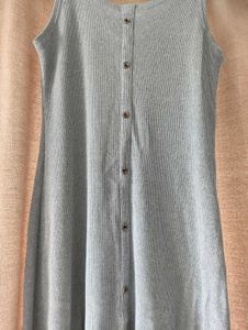 Casual Grey Button-Down Dress