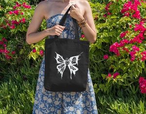 Butterfly Graphic Black Tote Bag
