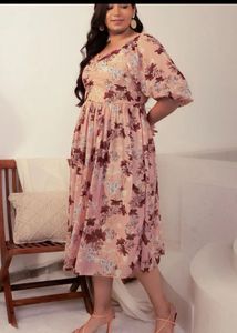 Red Printed Kurta and floral dress