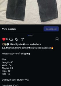 authentic Kirkland grey baggy jeans