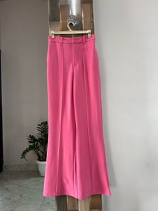 Pink Stretchable Highwaist Korean Trousers