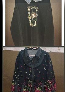 Vintage Floral Denim Jacket & Sweatshirt