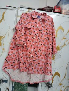 Pink Floral Button-Down Shirt and pant