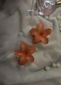Orange Flower Hair Clips - Set of 1