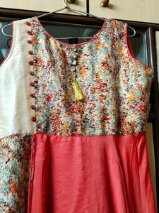 Orange Ethnic Floor Length Gown Affordable