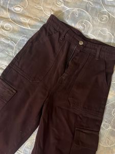 Coffe Brown Denim Wide Leg High Rise Jeans