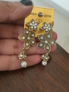 Combo Of 2 Earrings With White Stones (Golden)