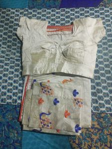 Silk Saree with Peacock Embroidery