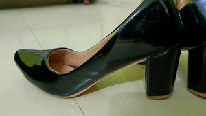 Black Leather Block Heels