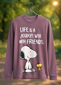 Trendy Snoopy & Woodstock Quote Long Sleeve Shirt