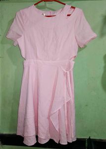 Pink Cutout Mini Dress With Adjustable Waist